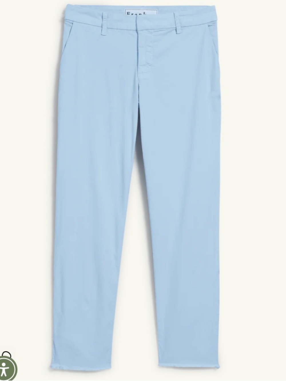 Frank & Eileen Wicklow Italian Light Blue Cropped Chino Pants size 4 Raw Hem